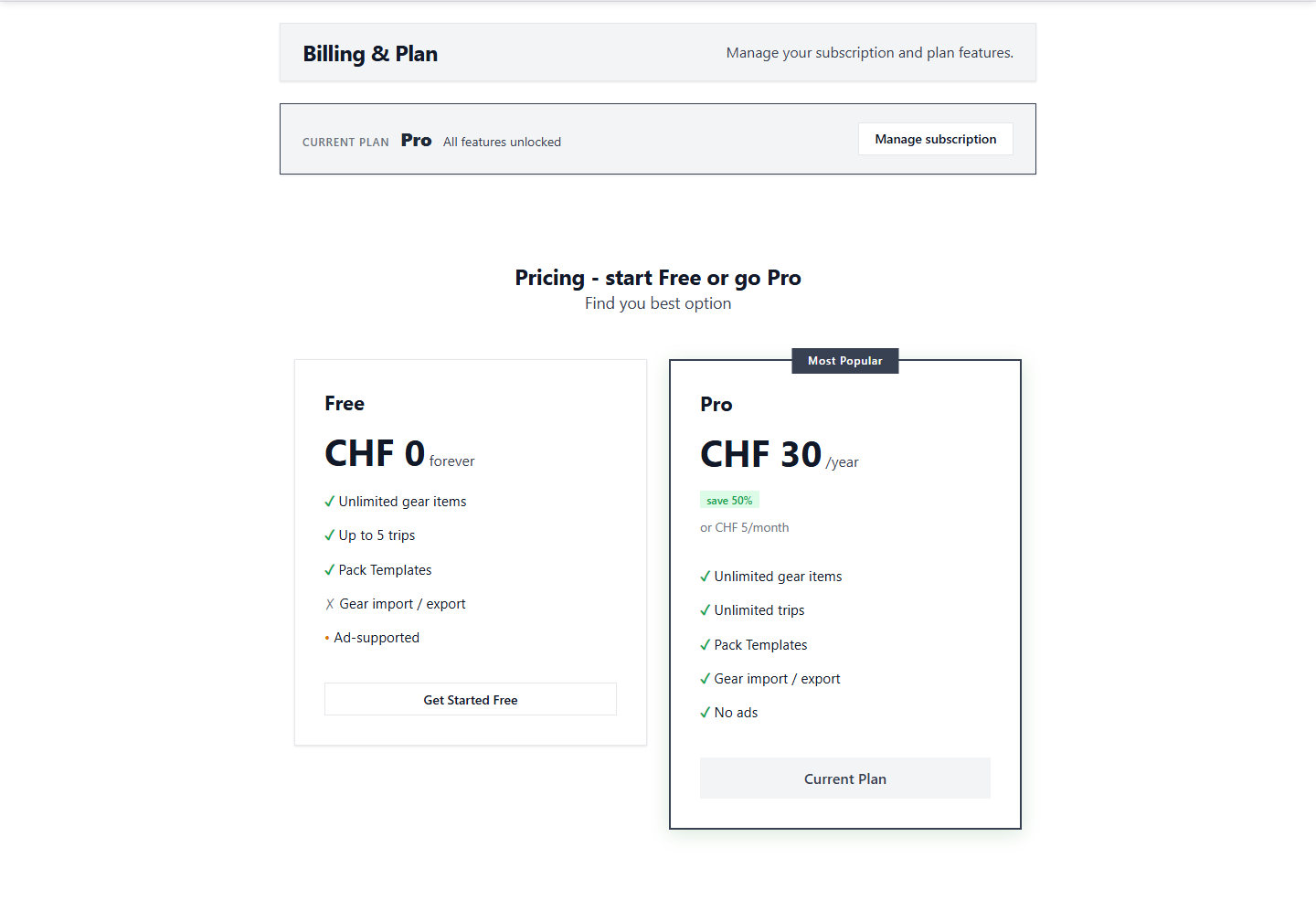Open Billing Page screenshot